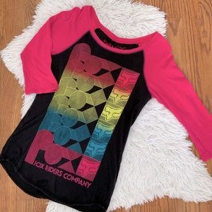 Fox 3/4 Sleeve Retro Graphic T-shirt